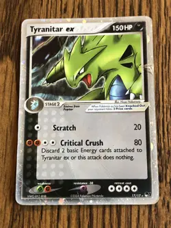 2004 Pokemon Tyranitar EX 17/17 Holo Ultra Rare POP Series 1 HP - Damaged - Image 1
