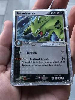 2004 Pokemon Tyranitar EX 17/17 Holo Ultra Rare POP Series 1 HP - Damaged - Image 3