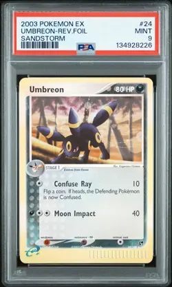 2003 POKEMON EX SANDSTORM #24 UMBREON-REVERSE FOIL PSA 9 - Image 1