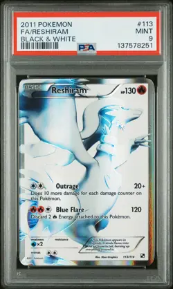 2011 POKEMON B&W #113 FULL ART/RESHIRAM PSA 9 - Image 1