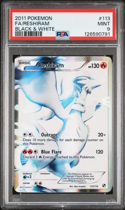 2011 POKEMON B&W #113 FULL ART/RESHIRAM PSA 9 - Image 1