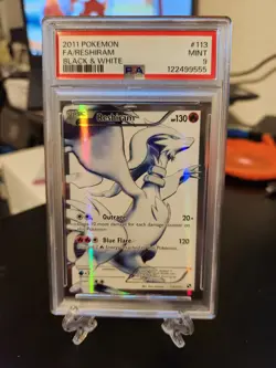 2011 POKEMON Black & White #113 FULL ART RESHIRAM PSA 9 - Image 1