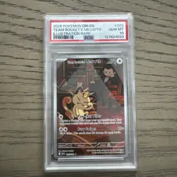 2025 POKEMON DESTINED RIVALS ILLUSTRATION RARE #203 TEAM ROCKET'S MEOWTH PSA 10 - Image 1