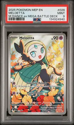 2025 POKEMON MEP MEGA DIANCE EX MEGA BATTLE DECK PROMO #026 MELOETTA PSA 9 - Image 1