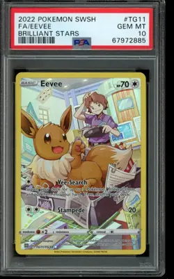 PSA 10 GEM MINT Pokemon Eevee Brilliant Stars Full Art TG11/TG30 - Image 1