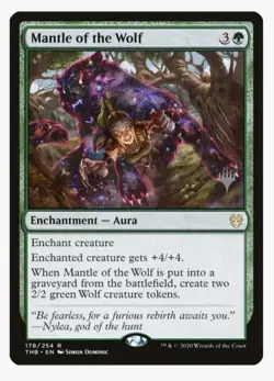 Mantle of the Wolf | MTG THB | EDH Commander Green Aura Wolf Token | NM - Image 1