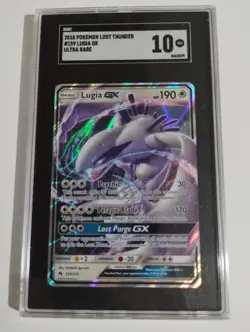 2018 Pokemon Sun & Moon Lost Thunder Graded SGC 10 Lugia GX 159 Ultra Rare POP 1 - Image 1