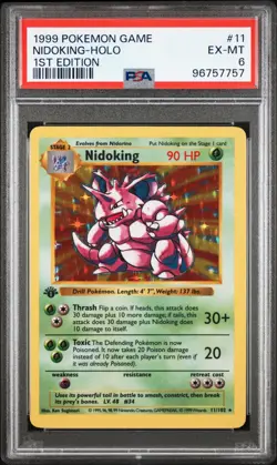 1999 Pokemon Base Set 1st Edition Nidoking Holo 11/102 PSA 6 - Image 1