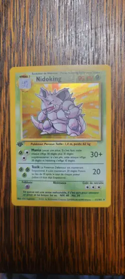 1999 Pokemon FRENCH 1st Edition Base Set Nidoking Holo 11/102 NM - Image 1