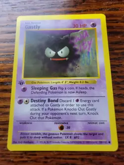 👻Pokemon Card Gastly 50/102 - 1st Edition Base Set Shadowless 1999 PL - Image 1