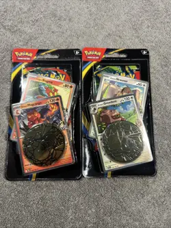 Pokemon TCG Phantasmal Flames - 2x Premium Checklane Blister (Greedent+Magcargo) - Image 1