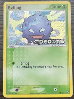 Koffing 62/107 Pokemon TCG Deoxys Reverse Holo Stamped Heavily Played HP - Image 1