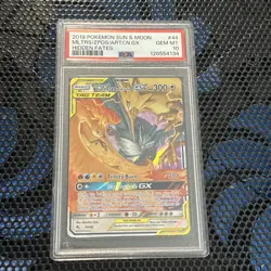 2019 Pokemon Hidden Fates Moltres/Zapdos/Articuno GX 44/68 Tag Team PSA 10 - Image 1
