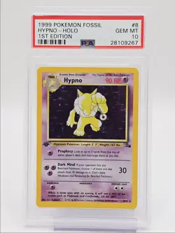 HYPNO 1999 POKEMON FOSSIL 1ST EDITION RARE HOLO GEM 8/62 PSA 10 Q1739 - Image 1
