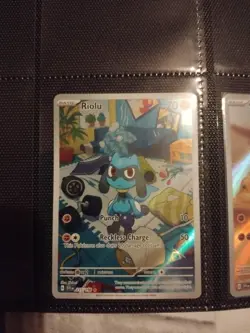 Pokemon TCG Scarlet Violet Base Set Riolu 215/198 Illustration Rare hp Condition - Image 1
