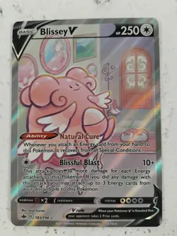 Blissey V 183/198 Full Art Ultra Rare Pokemon Card Holo SWSH Chilling Reign Used - Image 1
