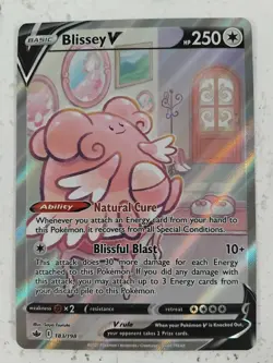 Blissey V 183/198 Full Art Ultra Rare Pokemon Card Holo SWSH Chilling Reign Used - Image 2