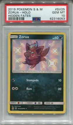 Pokemon Sun & Moon Hidden Fates Shiny Vault Card SV25 Zorua PSA 10 - Image 1