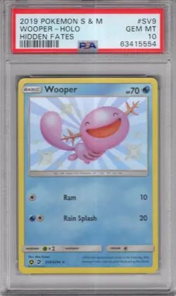 Pokemon Sun & Moon Hidden Fates Shiny Vault Card SV9 Wooper PSA 10 - Image 1