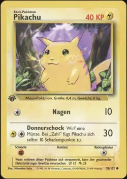 1999 Pokemon GERMAN 1st Edition Base Set Pikachu 58/102 VG - Image 1