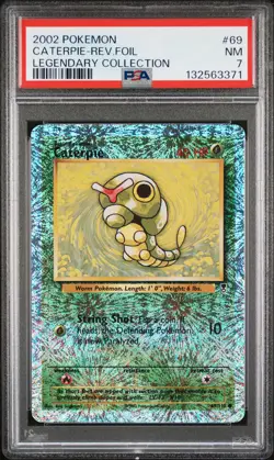 2002 POKEMON LEGENDARY COLLECTION #69 CATERPIE-REVERSE FOIL PSA 7 - Image 1
