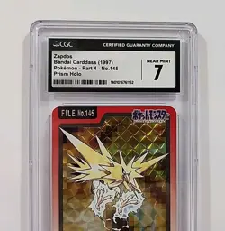 Zapdos 145 Holo Prism Pokemon Carddass File Bandai Pocket Monsters Graded CGC 7 - Image 3