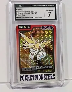 Zapdos 145 Holo Prism Pokemon Carddass File Bandai Pocket Monsters Graded CGC 7 - Image 4