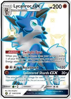 Lycanroc GX - SV67/SV94 - Pokemon Hidden Fates Sun & Moon Shiny Rare Card NM - Image 1