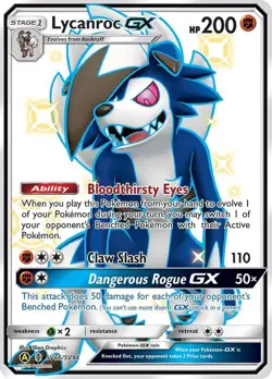 Lycanroc GX - SV66/SV94 - Pokemon Hidden Fates Sun & Moon Shiny Rare Card NM - Image 1
