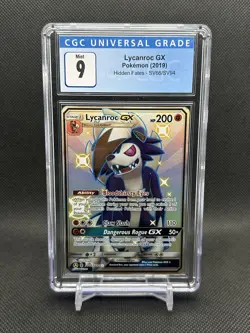 2019 Pokemon Hidden Fates #SV66/SV94 Lycanroc Gx Holo CGC 9 MINT - Image 1