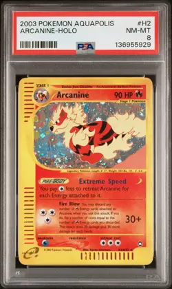 2003 POKEMON AQUAPOLIS #H2 ARCANINE-HOLO PSA 8 - Image 1