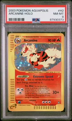 2003 Pokemon Aquapolis #H2 Arcanine-Holo PSA 8 - Image 1