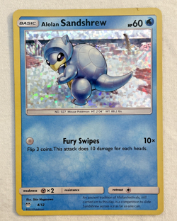 1x Alolan Sandshrew 4/12 McDonald's Promo 2019 Holo Pokemon Card LP *Crease* - Image 1