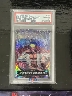 2023 One Piece OP04 English Donquixote Doflamingo Leader Alt Art PSA 10 Card TCG - Image 1