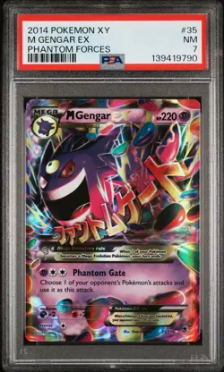 2014 POKEMON XY PHANTOM FORCES #35 M GENGAR EX PSA 7 - Image 1