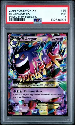 2014 POKEMON XY PHANTOM FORCES #35 M GENGAR EX PSA 7 - Image 1