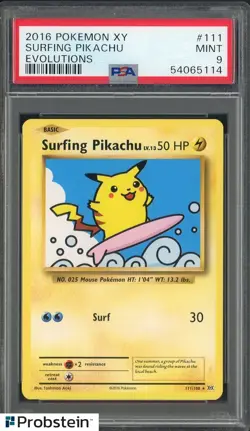 #1 2016 Pokemon XY Evolutions #111 Surfing Pikachu PSA 9 MINT - Image 1