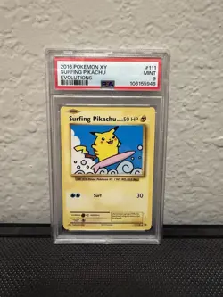 2016 POKEMON XY EVOLUTIONS #111 SURFING PIKACHU PSA 9 - Image 1