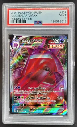 2021 Pokemon SWSH Fusion Strike Gengar VMAX Full Art Rare #157/264 PSA 9 NE - Image 1