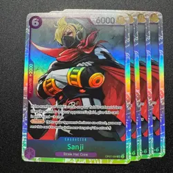 4x Sanji OP07-064 Prb02 Holo Foil One Piece TCG Card Game Playset NM - Image 1
