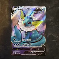 Vaporeon v Full Art Holo Card 172/203SWSH07: Evolving Skies Near Mint Condition - Image 1