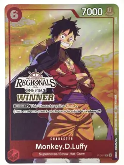 Monkey D. Luffy P-001 EN ONE PIECE TCG 2024 OFFLINE REGIONALS WINNER-NM - Image 1