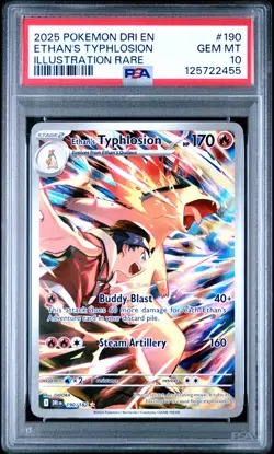 2025 POKEMON DRI EN-DESTINED RIVALS ILLUSTRATION RARE ETHAN'S TYPHLOSION PSA 10 - Image 1