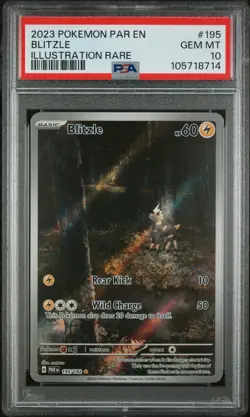 2023 POKEMON PAR EN-PARADOX RIFT ILLUSTRATION RARE #195 BLITZLE PSA 10 - Image 1