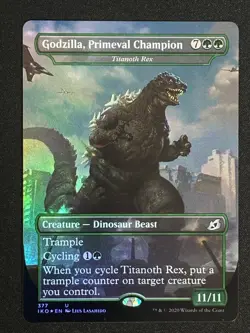 1x MTG Godzilla, Primeval Champion - Titanoth Rex (Foil) - Ikoria (IKO) #377 - Image 1
