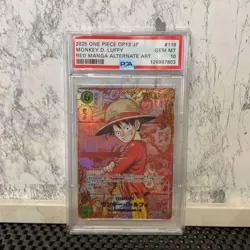 Monkey D. Luffy PSA 10 Red Manga Alternate Art Card ONE PIECE OP13 #118 - Image 1