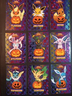 EEVEELUTIONS PUMPKIN SET POKEMON DATABASE HALLOWEEN Rainbow HOLO PERU US SELLER - Image 1
