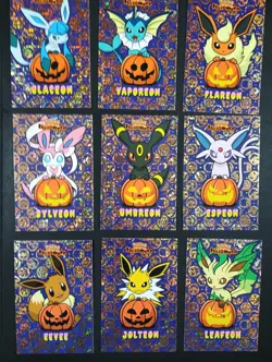 EEVEELUTIONS PUMPKIN SET POKEMON DATABASE HALLOWEEN Gold HOLO PERU US SELLER - Image 1