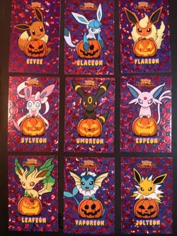 EEVEELUTIONS PUMPKIN SET POKEMON DATABASE HALLOWEEN Red HOLO PERU US SELLER - Image 1