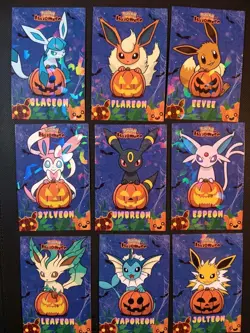 EEVEELUTIONS PUMPKIN SET POKEMON DATABASE HALLOWEEN SET ICE HOLO PERU US SELLER - Image 1
